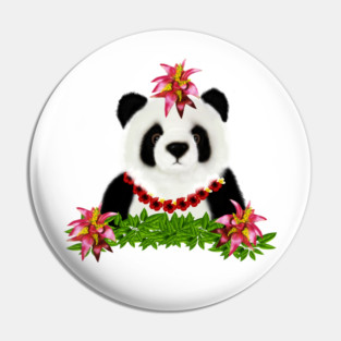Panda, Tropical Bear, Floral Pin