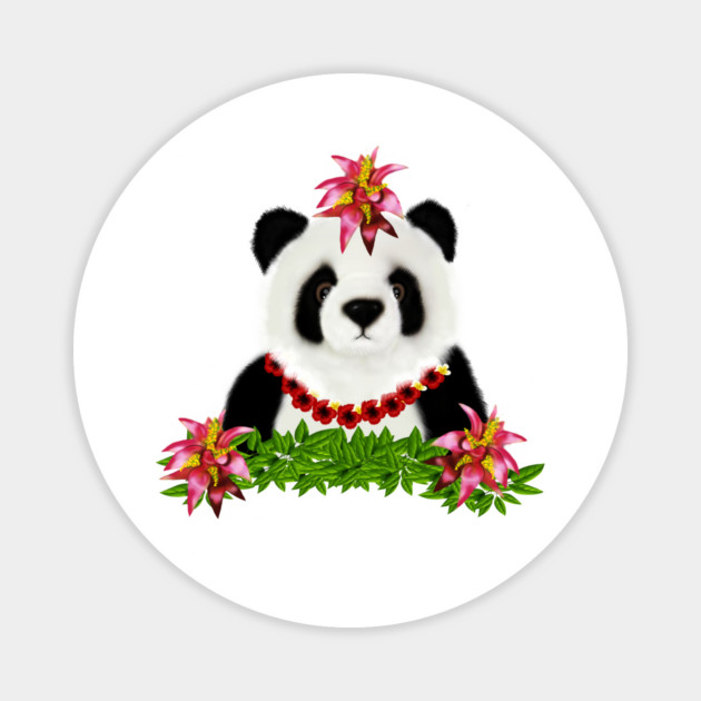 Panda, Tropical Bear, Floral Magnet by logiamerch