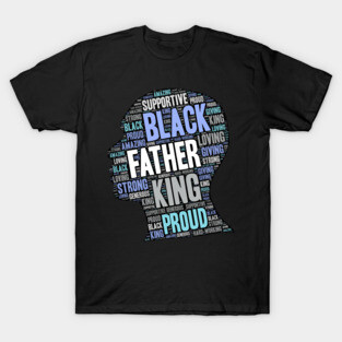 Black Man Father's Day Words in Afro T-Shirt