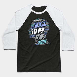 Black Man Father's Day Words in Afro Baseball T-Shirt