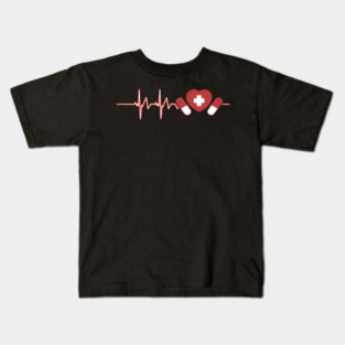 Pharmacist Heartbeat Pharmacy Technician Pharmaceutical Medicine Dealer Gift Kids T-Shirt