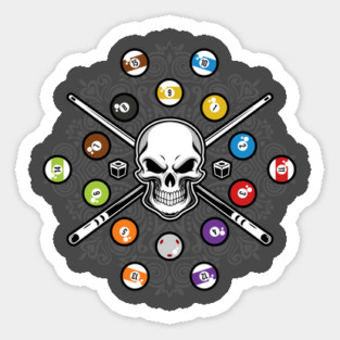 BILLIARDS SKULL COOL POOL PLAYER Sticker