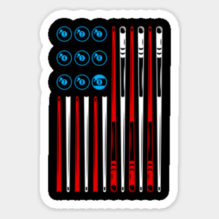 BILLIARDS POOL AMERICAN FLAG Sticker
