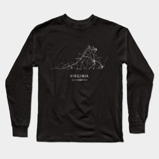 Virginia State Road Map Long Sleeve T-Shirt