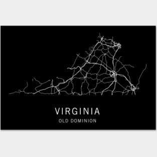 Virginia State Road Map Posters and Art