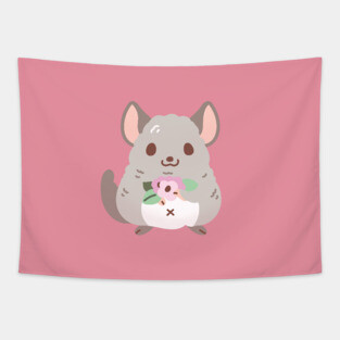 Chinchilla and Flowers Tapestry