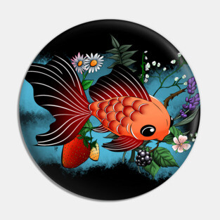 Goldfish and Flower Pin