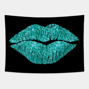 Aqua Lips Kiss Tapestry