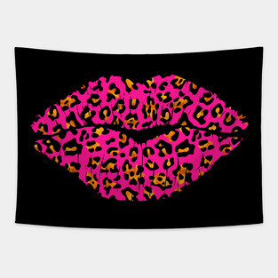 Pink Leopard Lips Tapestry