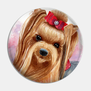 Yorkshire Terrier Dog Portrait Pin