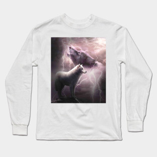 Lightning Wolf Howling At The Moon Long Sleeve T-Shirt