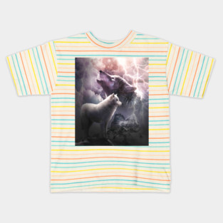 Lightning Wolf Howling At The Moon Kids T-Shirt