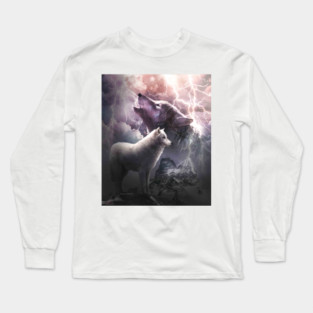 Lightning Wolf Howling At The Moon Long Sleeve T-Shirt