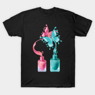 Manicurist Manicure Nail Art Cosmetics Beautician Nail Tech Nail Polish Butterfly Gift T-Shirt