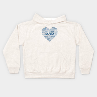 Dad Heart Word Cloud - Blue Kids Hoodie