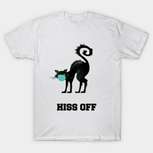 Hiss Off Black Cat with Face Mask T-Shirt
