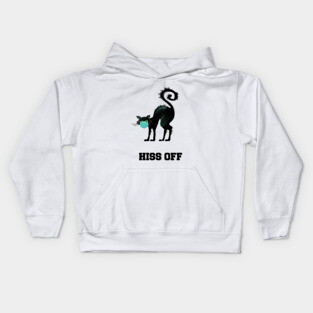 Hiss Off Black Cat with Face Mask Kids Hoodie