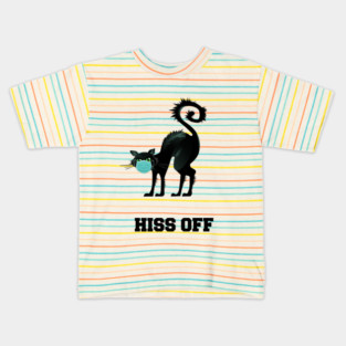 Hiss Off Black Cat with Face Mask Kids T-Shirt