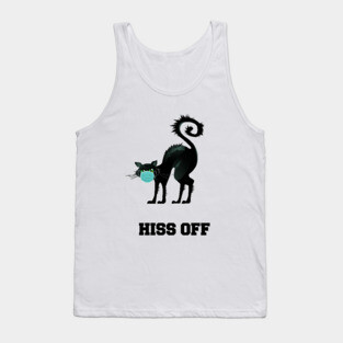 Hiss Off Black Cat with Face Mask Tank Top