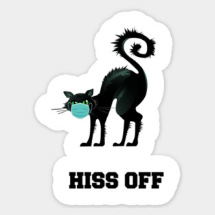 Hiss Off Black Cat with Face Mask Sticker