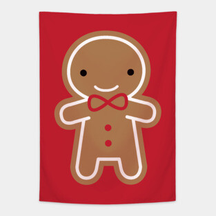 Kawaii Gingerbread Man Tapestry