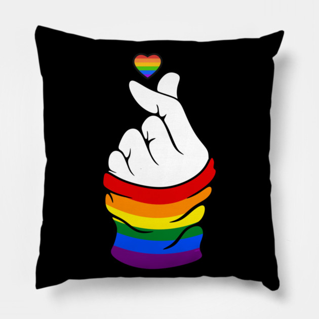 Gay Pride Flag K-Pop Love Hand Gift Pillow by creative
