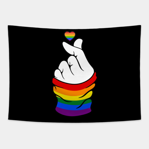 Gay Pride Flag K-Pop Love Hand Gift Tapestry by creative