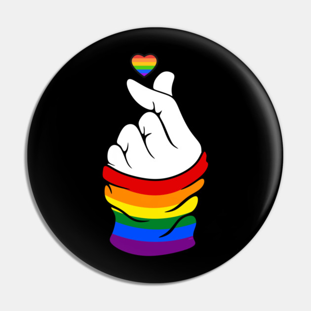 Gay Pride Flag K-Pop Love Hand Gift Pin by creative