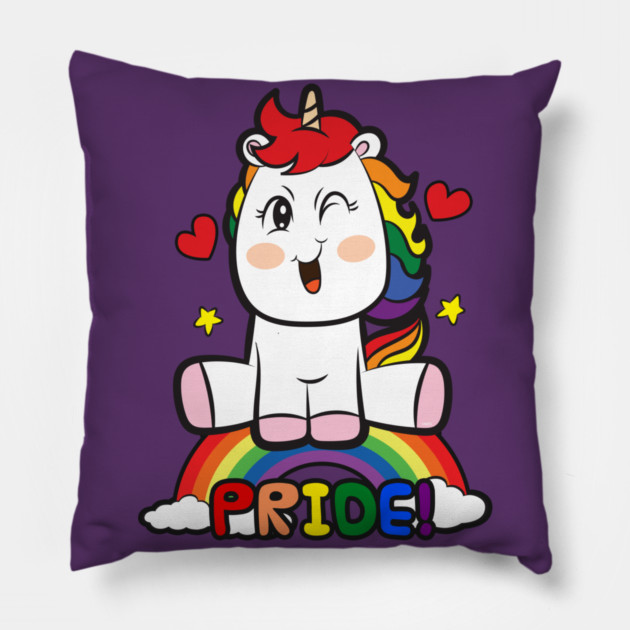 LGBTQ Pride Over the Rainbow Unicorn Equality Gift Pillow by creative