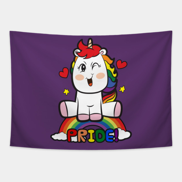LGBTQ Pride Over the Rainbow Unicorn Equality Gift Tapestry by creative