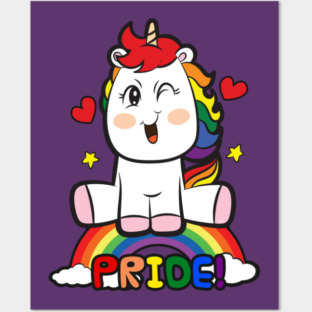 LGBTQ Pride Over the Rainbow Unicorn Equality Gift Wall Art by creative
