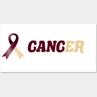 Head & Neck Cancer Burgundy/Ivory Ribbon Fighting Posters and Art