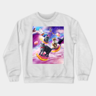 Cat Donut - Cats Riding Donuts Crewneck Sweatshirt